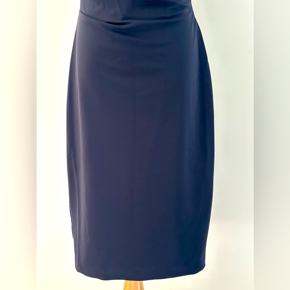 IVY & BLU - MAGGY BOUTIQUE || Navy Blue Drape Neck Dress. Sz. 4 - Picture 5 of 11